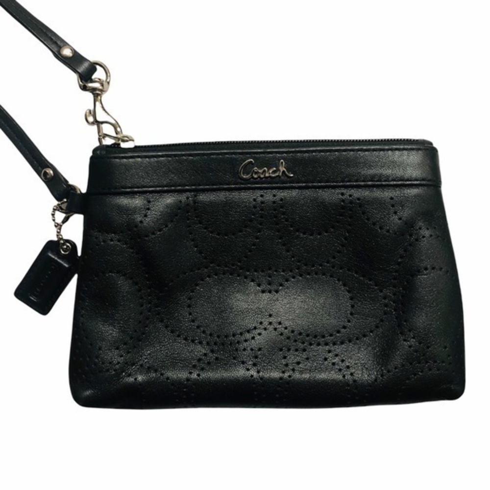Coach signature perforated c wristlet bag